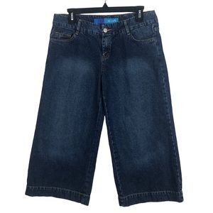 90s Vintage dELiA*s Wide Leg Denim Capris Size‎ 9 Medium Wash Jeans Cute Pockets